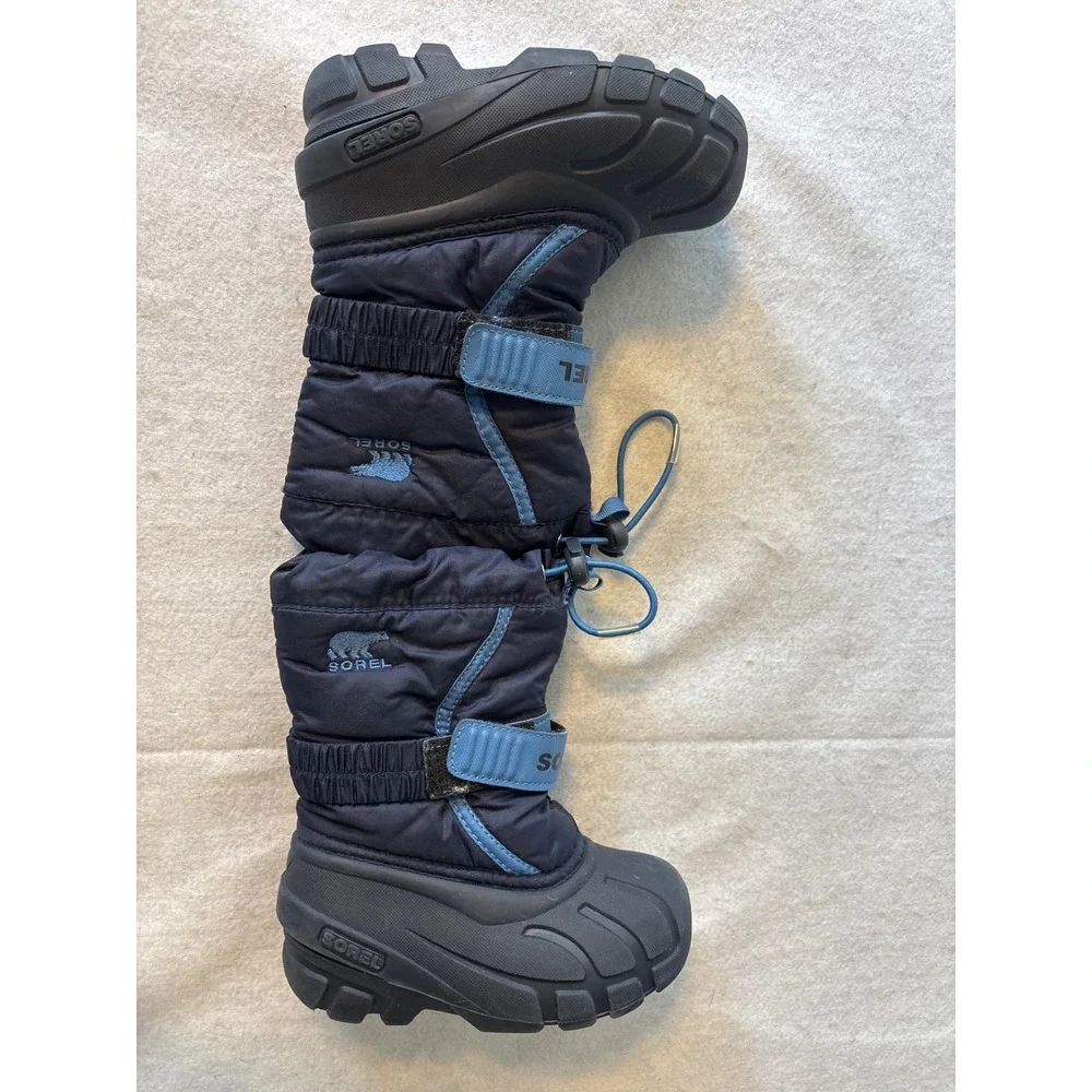 Sorel Flurry Snow Boots Kids Navy Blue Waterproof Winter Boots‎ Adjustable Strap